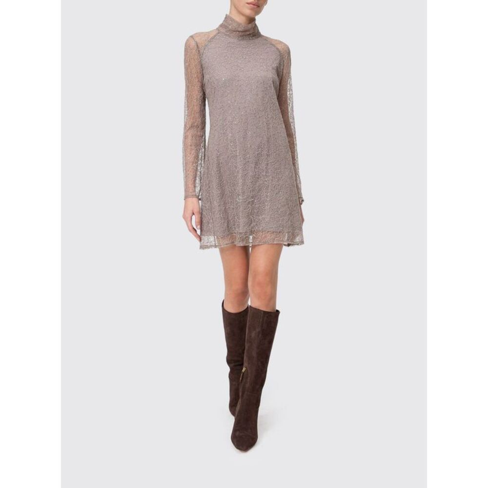 Twinset Women Twinset Sequin-Embroidered High-Neck Lace Sheath Mini Dress